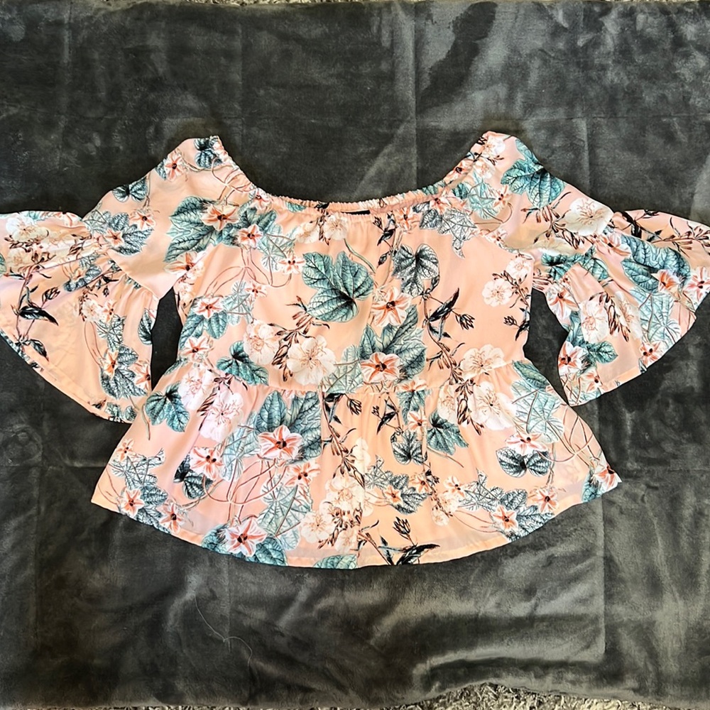 Pink off of the shoulder blouse